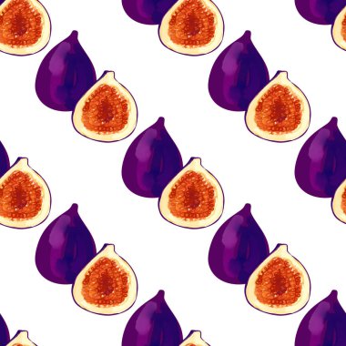 Beyaz arkaplandaki incirlerin iIllustration ile kusursuz desen.