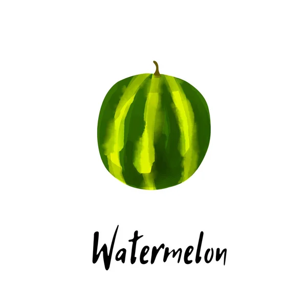 Illustratie Van Een Watermeloen Geïsoleerd Een Witte Achtergrond — Stockvector
