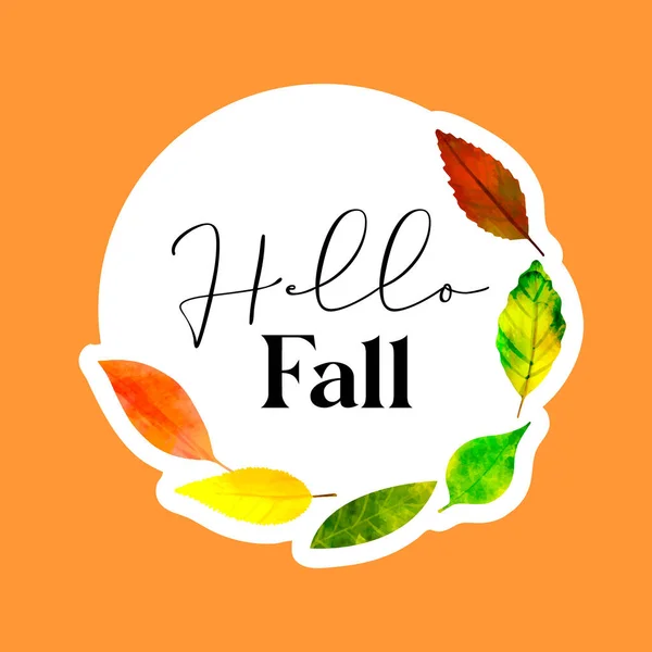 Autumn Frame Background Illustration Leaves Text Hello Fall — Διανυσματικό Αρχείο