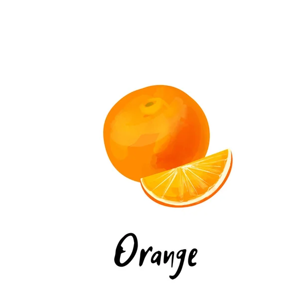 Illustratie Van Een Oranje Geïsoleerd Een Witte Achtergrond — Stockvector