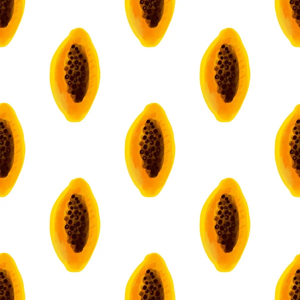 Seamless Pattern Iilustration Papaya Fruit White Background — ストックベクタ