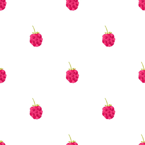 Seamless Pattern Illustration Raspberry White Background — Vettoriale Stock