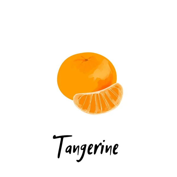 Illustration Tangerine Isolated White Background — Stockvektor