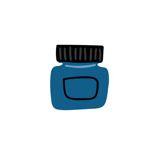 Blue Color Ink Bottles Illustration Isolated White Background — Stockvektor