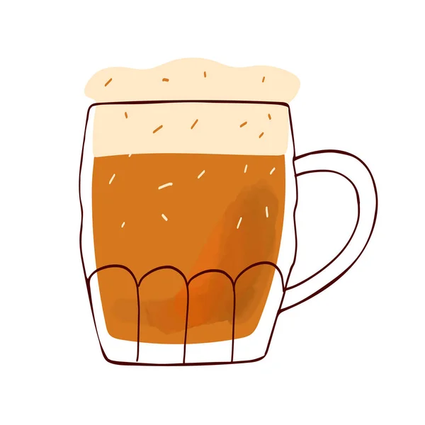 Stylized Mug Beer Illustration Isolated White Background — 스톡 벡터