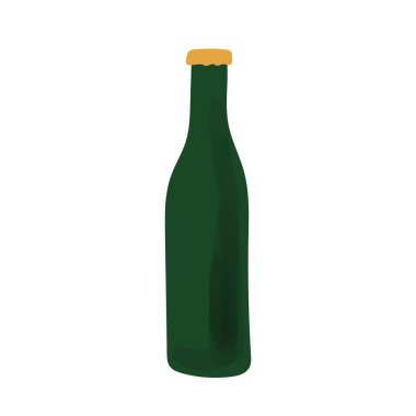 Green bottle illustration isolated on white background.