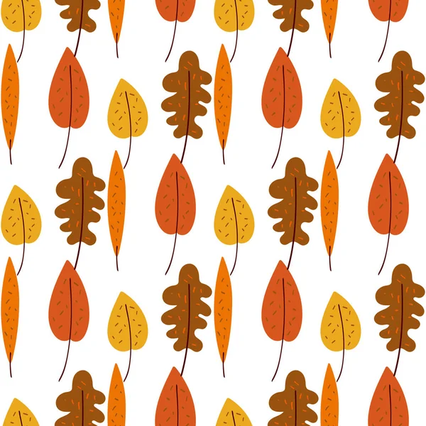 Seamless Pattern Stylized Autumn Leaves Illustration Yellow White Background — Stockvector