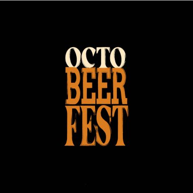Oktobeerfest typography design stylized beer text on black background.