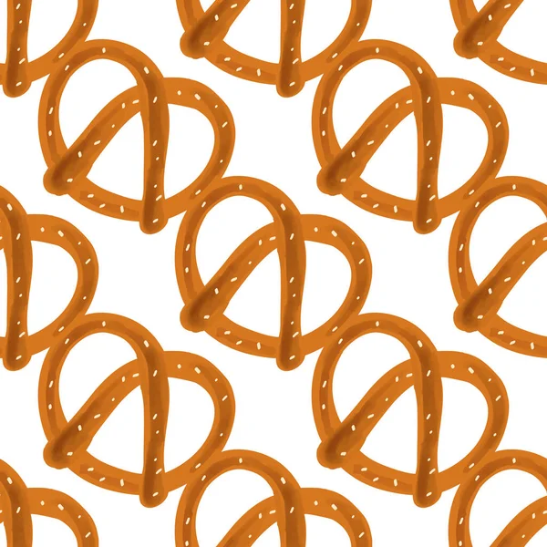 Seamless Pattern Traditional Snack Pretzel Illustration White Background — Stockvector