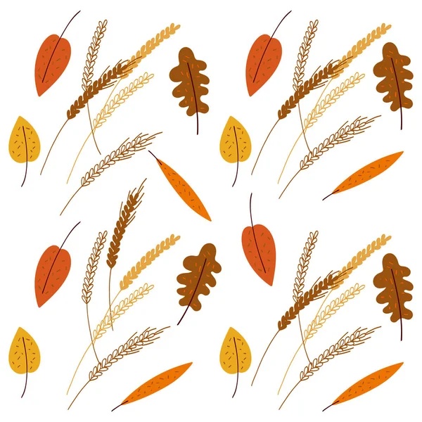 Seamless Pattern Stylized Autumn Leaves Illustration White Background — Stock Vector