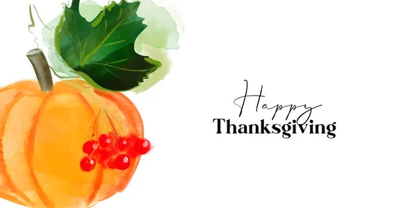 Happy Thanksgiving Card Illustration Design Pumpkin Viburnum — Wektor stockowy