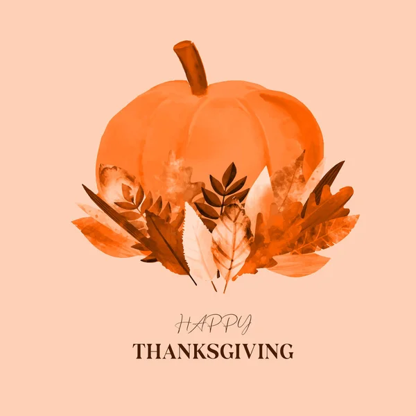 Happy Thanksgiving Card Design Illustration Orange Color — Wektor stockowy