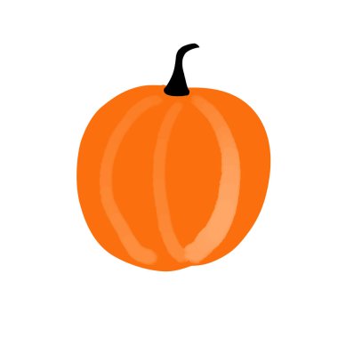 Beyaz arka planda turuncu bir balkabağı tasviri.