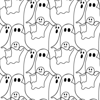 Beyaz arka planda hayaletleri gösteren kusursuz desen.