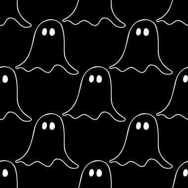 Siyah arka planda hayaletleri gösteren kusursuz bir desen..