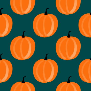 Koyu arkaplanda turuncu balkabakları olan kusursuz desen..