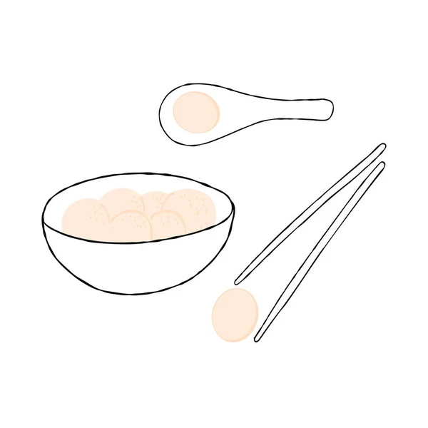 Klebrige Reisbälle Illustration Set Isoliert Auf Weißem Hintergrund — Stockvektor