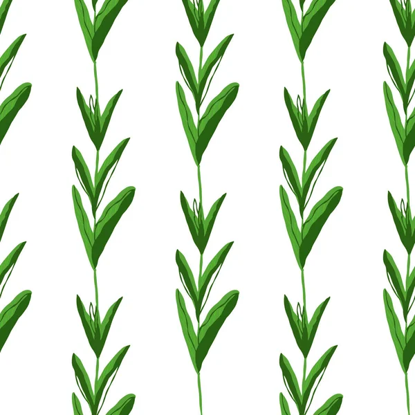 Motif Sans Couture Avec Des Feuilles Vertes Sur Fond Blanc — Image vectorielle