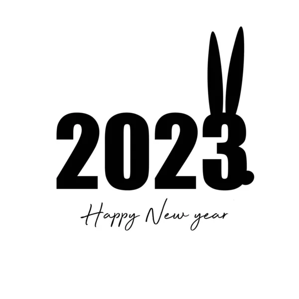 Szczęśliwego Nowego Roku 2023 Data Kalendarzowa Ilustracja Symbolem Roku Królika — Wektor stockowy