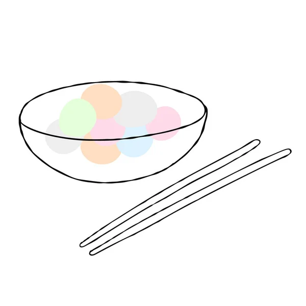 Klebrige Reiskugeln Illustration Pastell Farbe Isoliert Auf Weißem Hintergrund — Stockvektor