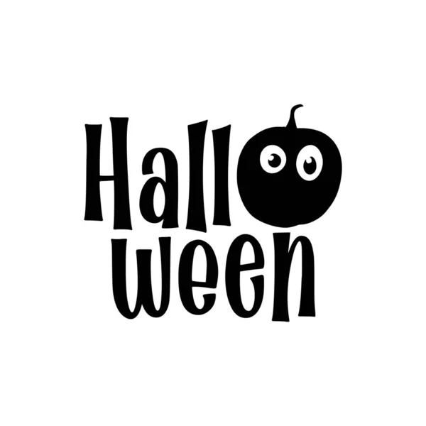 Texto Halloween Calabaza Negra Con Ojos Aislados Sobre Fondo Color — Archivo Imágenes Vectoriales