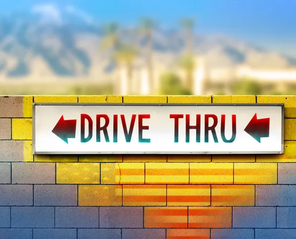 Signo de drive-thru viejo — Foto de Stock