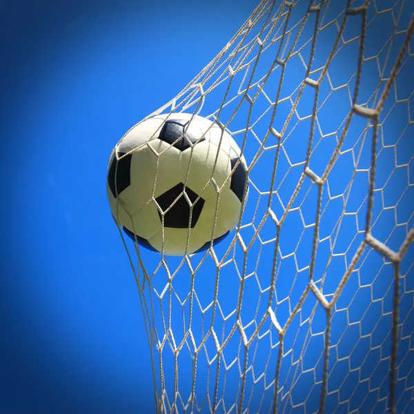 Soccer ball in net — Stock Photo, Image