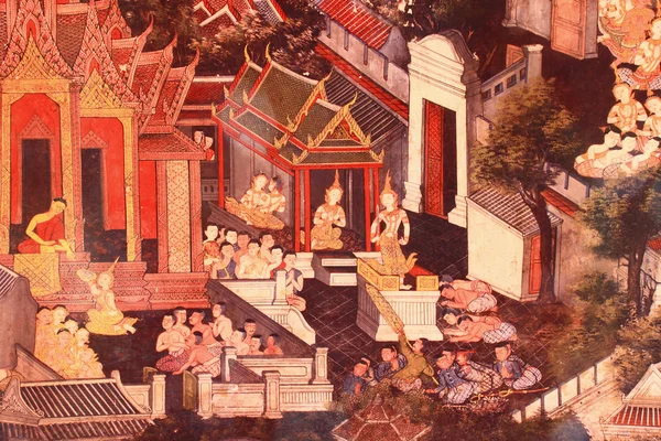 Buda hakkında hikaye ile geleneksel Tay tarzı sanat.