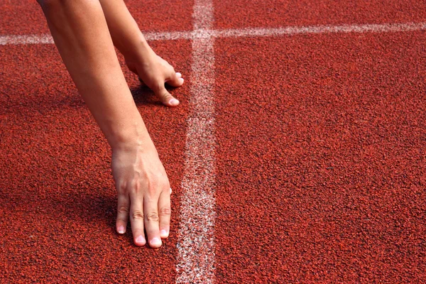 atlet başlayan blok, gitmeye hazır