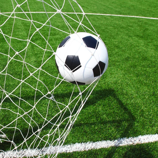 Soccer ball in net — Stock Photo, Image