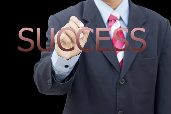 Człowiek biznesu pisze sukces koncepcji — Zdjęcie stockowe