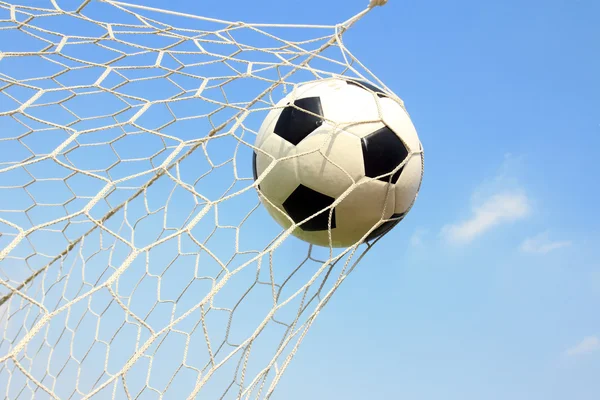 Soccer ball in net — Stock Photo, Image