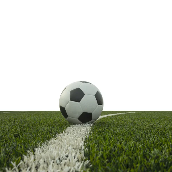 Soccer field grass with ball — Stock Photo, Image