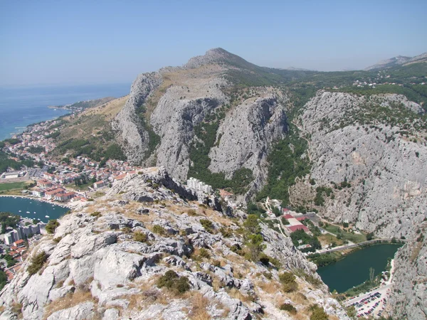 Omiš in croatia - View from fortica starigrad — Stock Photo, Image