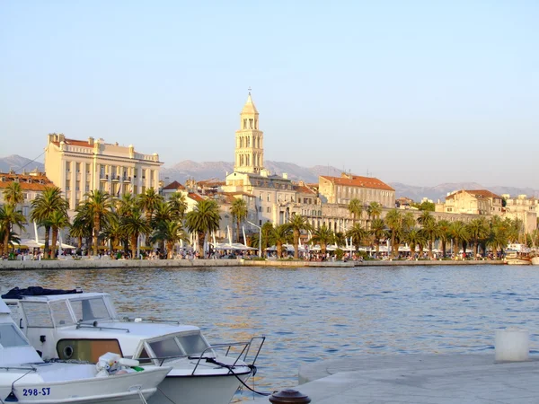 Split in croatia - riva and harbour — Stock Photo, Image