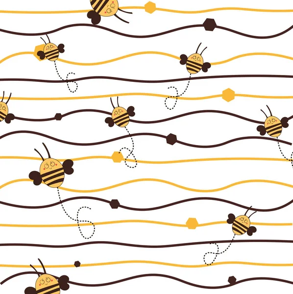 Honey Bee Seamless Pattern Kid Design Summer Nice Illustration — ストック写真
