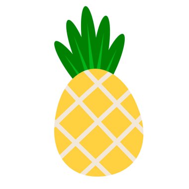 Beyaz üzerine izole edilmiş ananas. Tropik sağlıklı meyve, tatlı ananas. Sağlıklı gıda konsepti. Organik taze gurme ananas. Botanik illüstrasyon.
