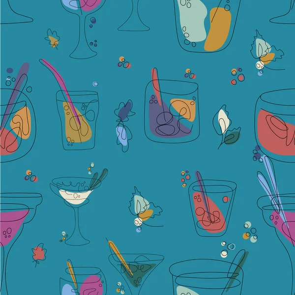 Alkol ve diğer içeceklerden oluşan bir desen. Çizgili yaz kuyruğu. Yaz içecekleri