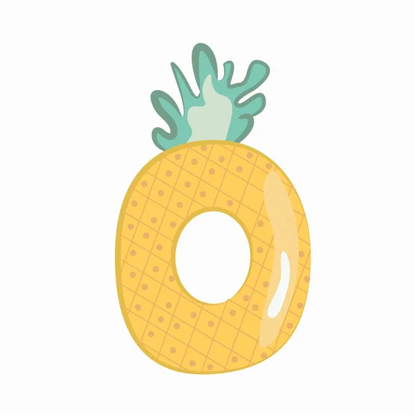 Cartoon Swimming Ring Funny Pineapple Summer Swimming Pool Toy Illustration — Vettoriale Stock