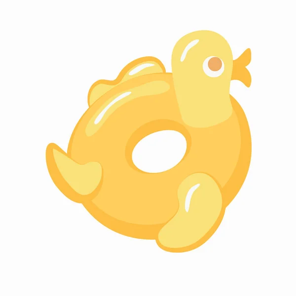 Kreslený Plavecký Prsten Vtipná Žlutá Kachna Letní Ilustrace Plaveckého Bazénu — Stockový vektor