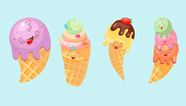Cheerful Multi Colored Ice Cream Different Shapes Fillings Light Background — Stock Photo, Image
