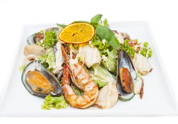 Salad with vegetables and seafood — Stock Photo, Image