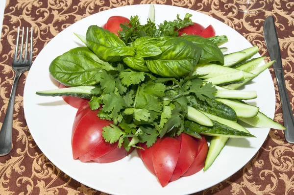 Pepinos e tomates — Fotografia de Stock