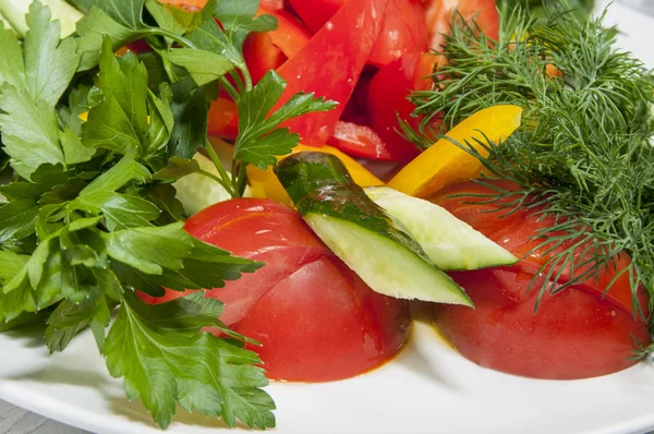 Pepinos e tomates — Fotografia de Stock