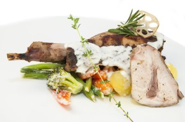 Rabbit meat and potatoes