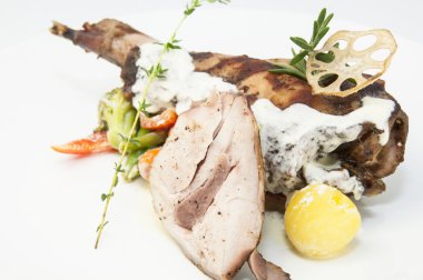 Rabbit meat and potatoes