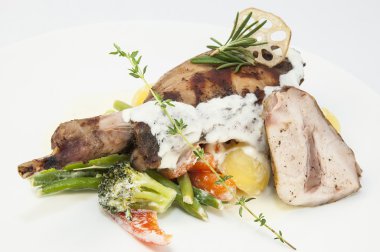 Rabbit meat and potatoes