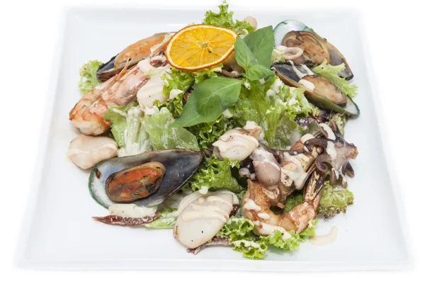 Salad with vegetables and seafood — Stock Photo, Image