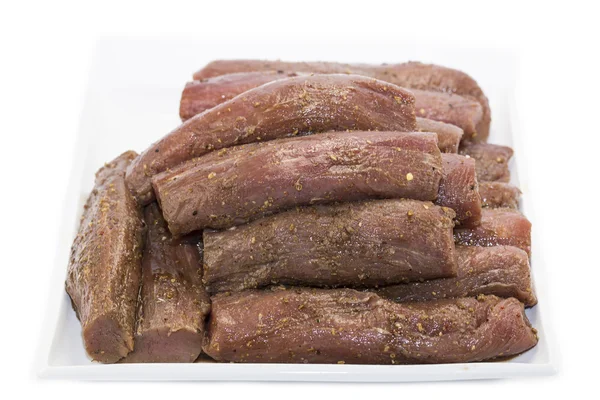 Carne crua e especiarias — Fotografia de Stock