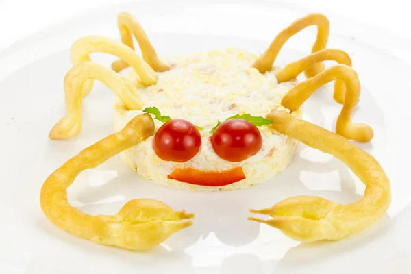 Salada com queijo e carne de caranguejo — Fotografia de Stock